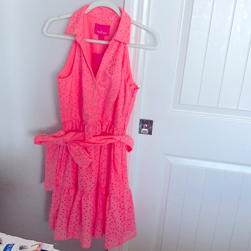 Lilly Pulitzer Shellona Coral Lined Trisha Shirtdress NWT Size 2